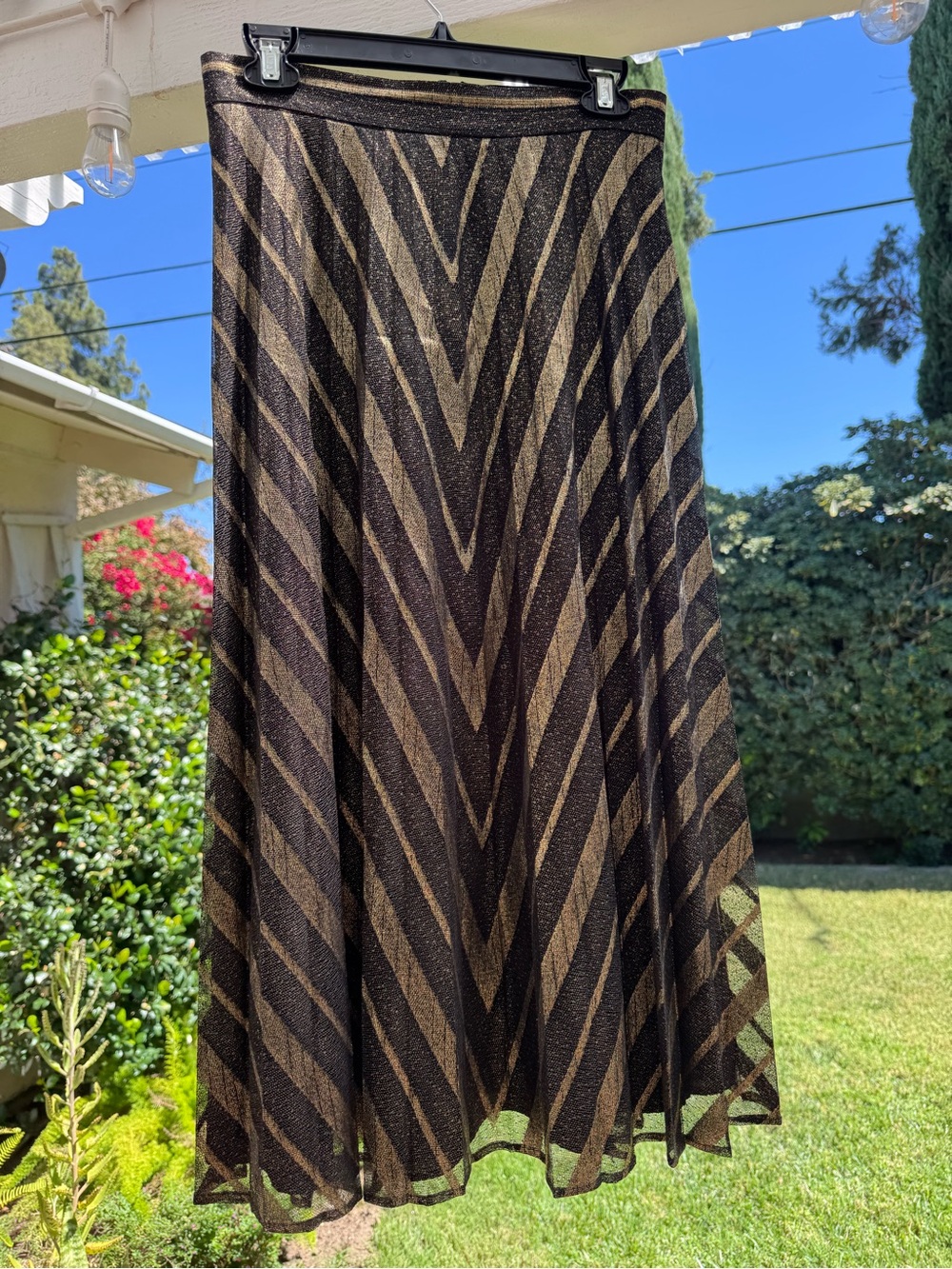 Shimmery Black and Gold Chevron Circle Skirt